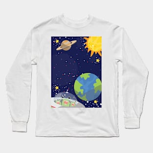 Spaceship Galaxy Long Sleeve T-Shirt